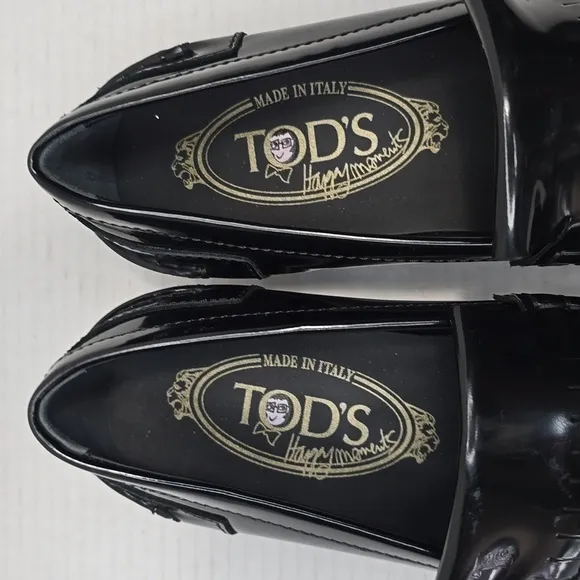 Size 7 Tods Mens  Black Tassel Loafer Dress Shoes