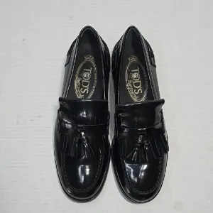 Size 7 Tods Mens  Black Tassel Loafer Dress Shoes