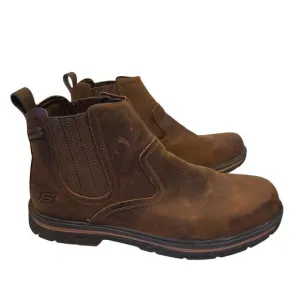 Skechers Boots Men's Relaxed Fit Segment Dorton Slip On Chelsea Brown Leather 14