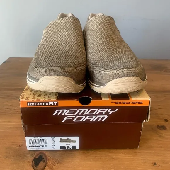 Skechers Expected Gomel Casual Slip On Sneakers Mens Size 13 65086 Taupe Relaxed