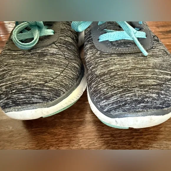 Skechers Flex Appeal 2.0 High Energy Women 6 Memory Foam Black Turquoise Shoes