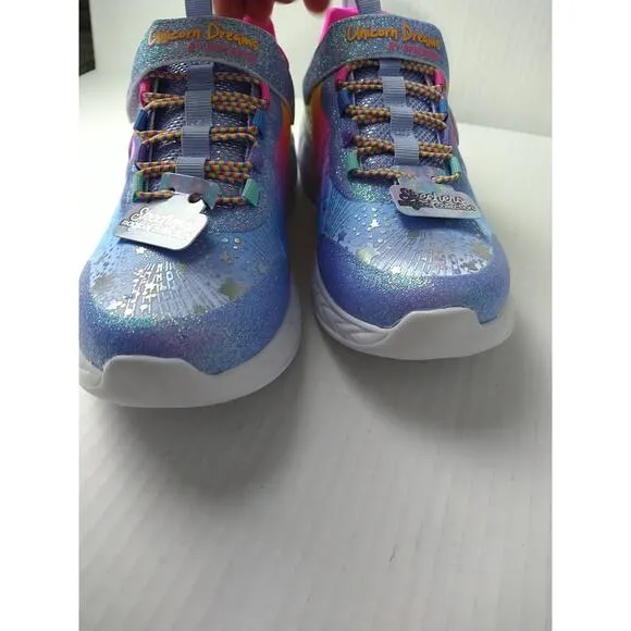 Skechers Girls 3 Unicorn Dreams Purple Rainbow Strap Adjustable Low Top Sneakers