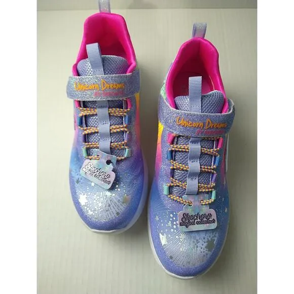Skechers Girls 3 Unicorn Dreams Purple Rainbow Strap Adjustable Low Top Sneakers