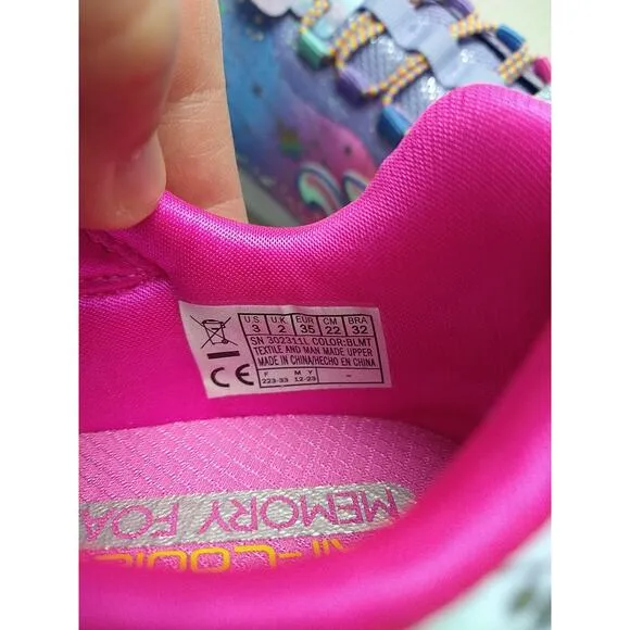 Skechers Girls 3 Unicorn Dreams Purple Rainbow Strap Adjustable Low Top Sneakers