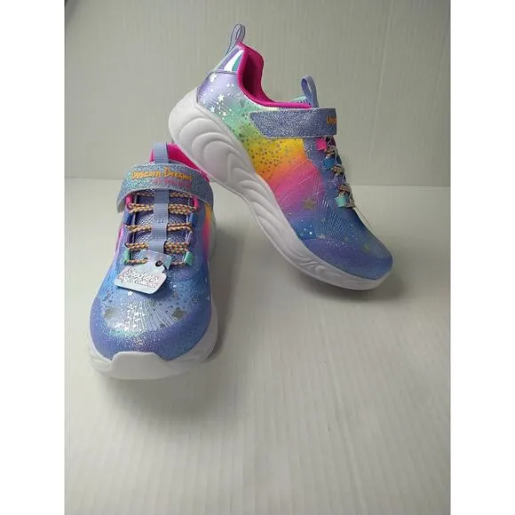 Skechers Girls 3 Unicorn Dreams Purple Rainbow Strap Adjustable Low Top Sneakers