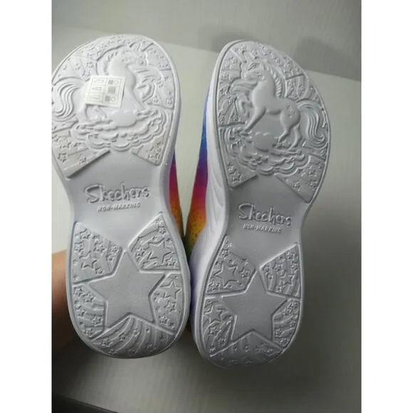 Skechers Girls 3 Unicorn Dreams Purple Rainbow Strap Adjustable Low Top Sneakers