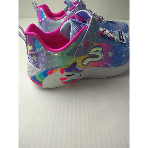 Skechers Girls 3 Unicorn Dreams Purple Rainbow Strap Adjustable Low Top Sneakers