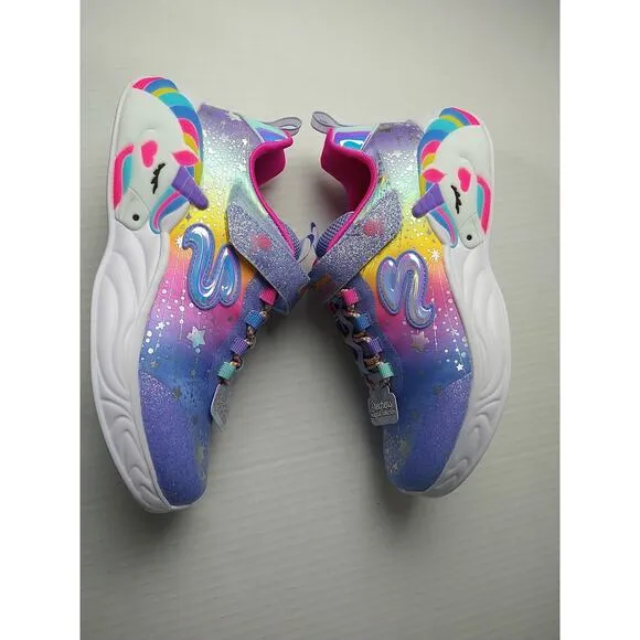 Skechers Girls 3 Unicorn Dreams Purple Rainbow Strap Adjustable Low Top Sneakers
