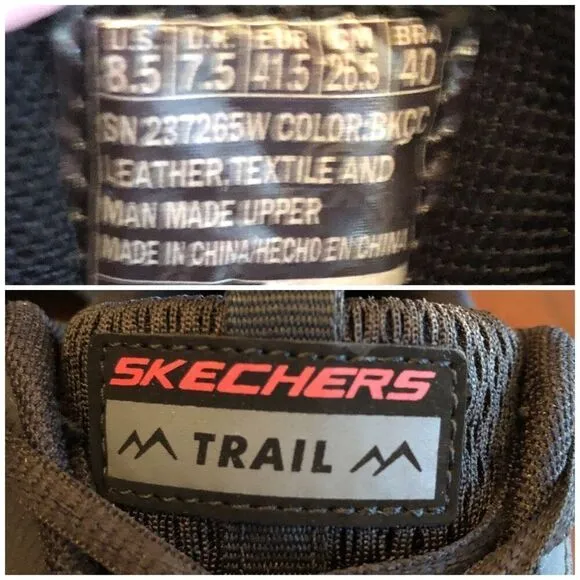 SKECHERS - M Sz 8.5 - NWOT Hillcrest Trail Trainer Lace-Up Sneakers in Black