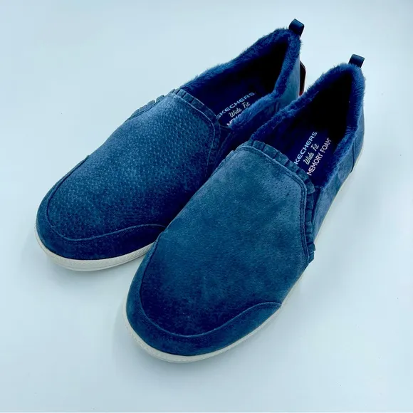 Skechers Madison Ave Plushed Slip On Sneakers Navy 9W NIB