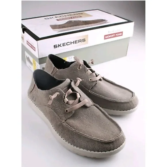 Skechers Mens Air -Cooled Memory Foam Sneakers Slip On Brown ; US Size 9  NEW