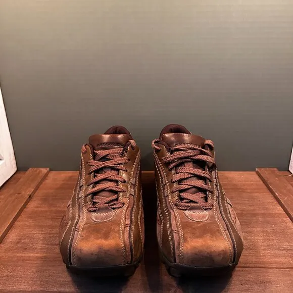 Skechers Mens Brown Leather Sneakers Driving Shoes SN 60716 Size 9.5