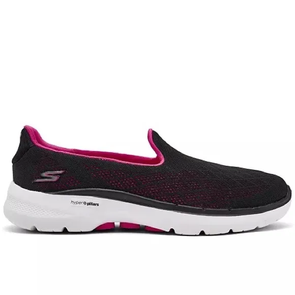 SKECHERS PINK &amp; BLACK SLIP ON SNEAKER