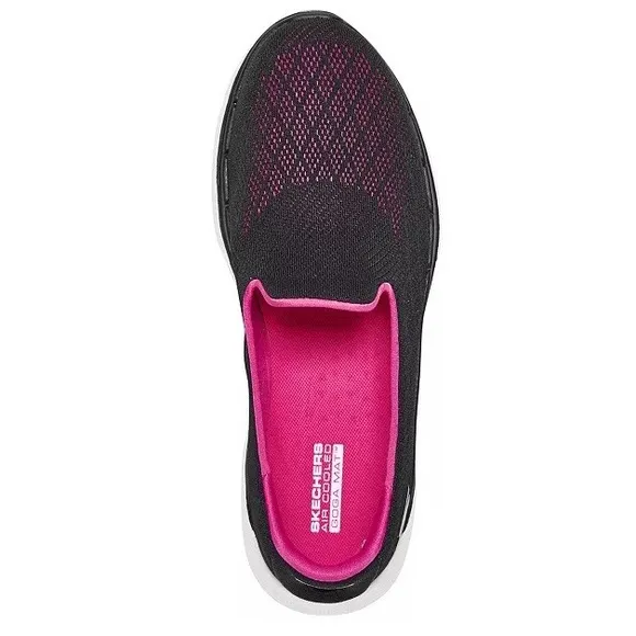 SKECHERS PINK &amp; BLACK SLIP ON SNEAKER