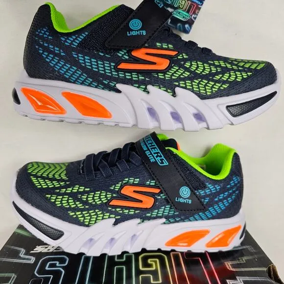 Skechers S-Lights Flex-Glow Elite Vorlo Navy/Multi NIB Kids' Size 3