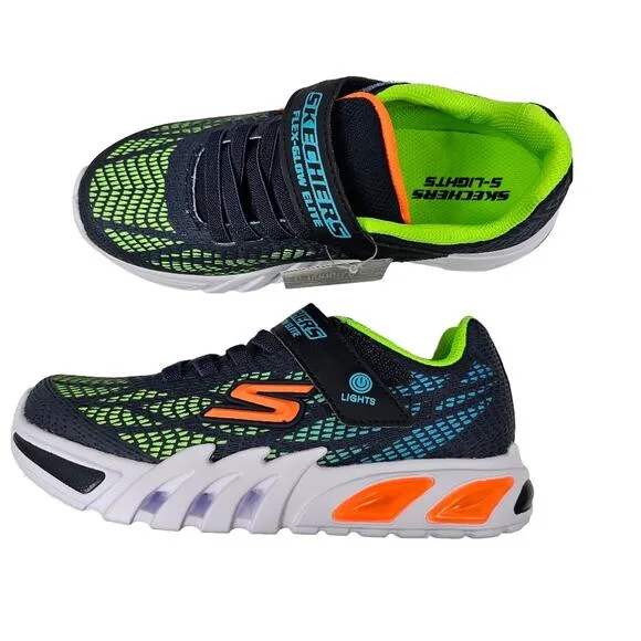 Skechers S-Lights Flex-Glow Elite Vorlo Navy/Multi NIB Kids' Size 3
