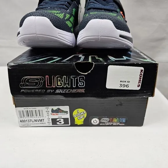 Skechers S-Lights Flex-Glow Elite Vorlo Navy/Multi NIB Kids' Size 3