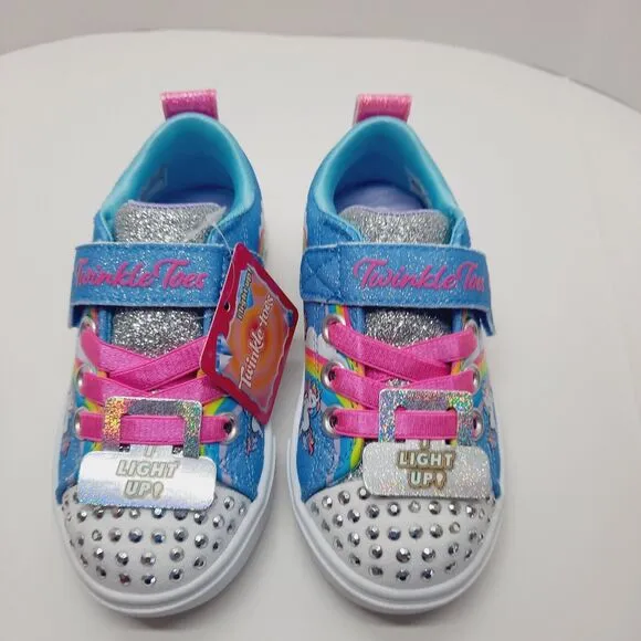 Skechers Toodler Girls Twinkle Toes Slip-on Sneaker Size 7 Unicorn-Jumpin Clouds