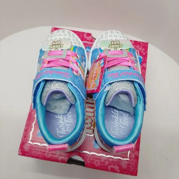 Skechers Toodler Girls Twinkle Toes Slip-on Sneaker Size 7 Unicorn-Jumpin Clouds