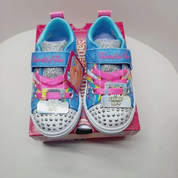 Skechers Toodler Girls Twinkle Toes Slip-on Sneaker Size 7 Unicorn-Jumpin Clouds