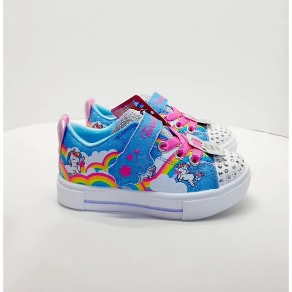 Skechers Toodler Girls Twinkle Toes Slip-on Sneaker Size 7 Unicorn-Jumpin Clouds