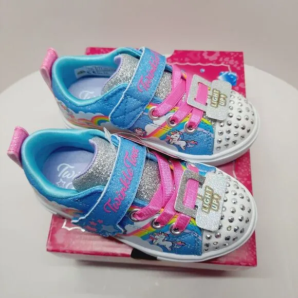 Skechers Toodler Girls Twinkle Toes Slip-on Sneaker Size 7 Unicorn-Jumpin Clouds