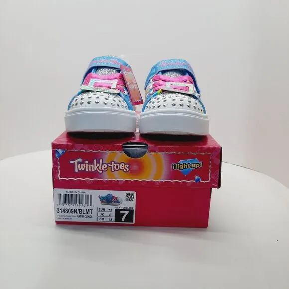 Skechers Toodler Girls Twinkle Toes Slip-on Sneaker Size 7 Unicorn-Jumpin Clouds
