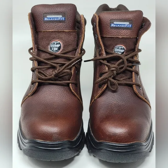 Skechers Work Boots Comp Toe 77067W Men's Size 12 Brown Slip Resistant New