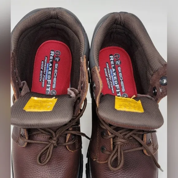 Skechers Work Boots Comp Toe 77067W Men's Size 12 Brown Slip Resistant New