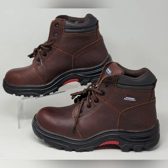 Skechers Work Boots Comp Toe 77067W Men's Size 12 Brown Slip Resistant New