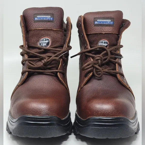 Skechers Work Boots Comp Toe 77067W Men's Size 12 Brown Slip Resistant New