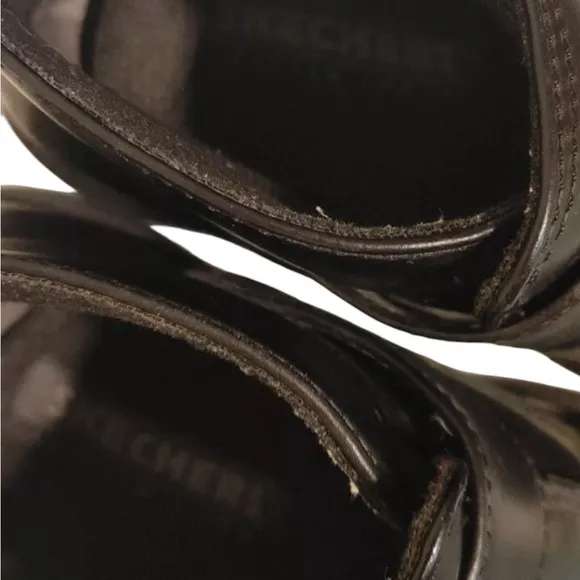 Sketchers Men’s Black Leather Ankle Boots Silver Buckle Adjustable Strap Size 13