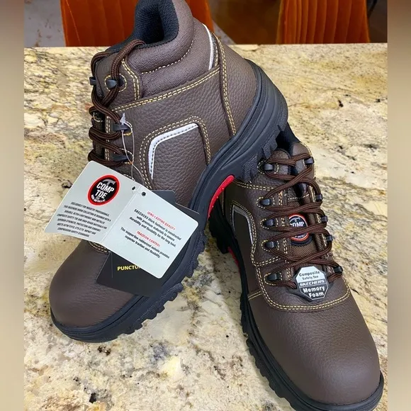 Sketchers Safety Work Composite Toe Boots Brown Men’s Size 10