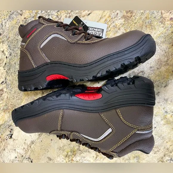 Sketchers Safety Work Composite Toe Boots Brown Men’s Size 10