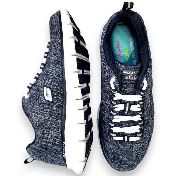 Sketchers-Women's SIZE 6- Memory Foam Elite Sneakers-Flex Elite-Black White