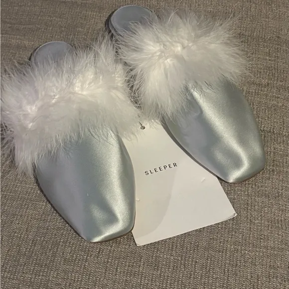 Sleeper Manon Mules Feather Silk Slippers