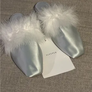 Sleeper Manon Mules Feather Silk Slippers