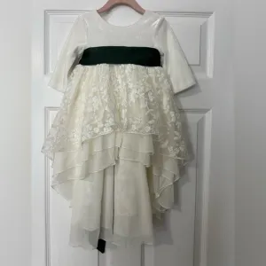 Smocked Sweets White Christmas Hi Low Lace Dress size 18/24M