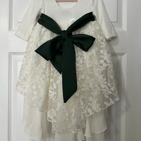 Smocked Sweets White Christmas Hi Low Lace Dress size 18/24M