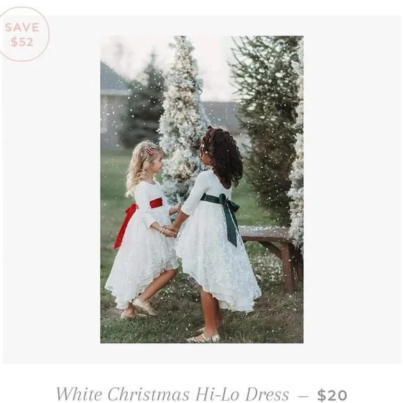 Smocked Sweets White Christmas Hi Low Lace Dress size 18/24M