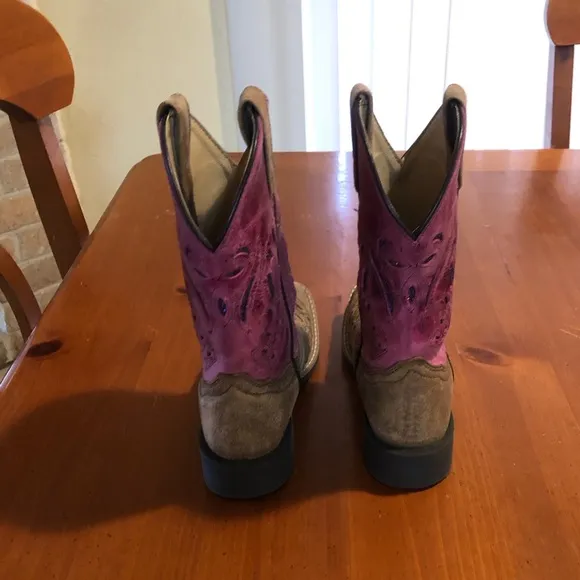 Smoked mountain boots | Western boots |  Durable leather |  Brown/pink | girl