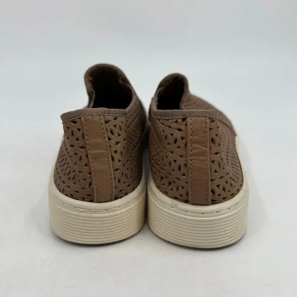 Sofft Brown Laser Cut Leather Slip-On Sneakers | Size 10