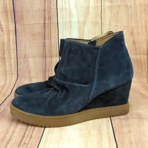 Sofft Siri Wedge Suede Booties Ankle Boots Dark Blue Sz 10
