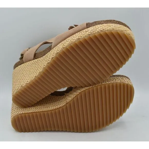Sofft Womens Size 8 Cali Rose Taupe Suede Wedge Sandals Shoes