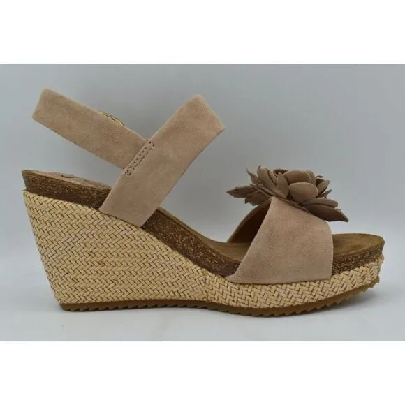 Sofft Womens Size 8 Cali Rose Taupe Suede Wedge Sandals Shoes