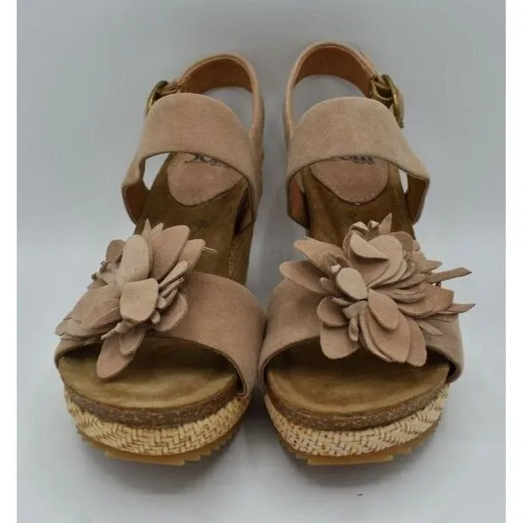 Sofft Womens Size 8 Cali Rose Taupe Suede Wedge Sandals Shoes