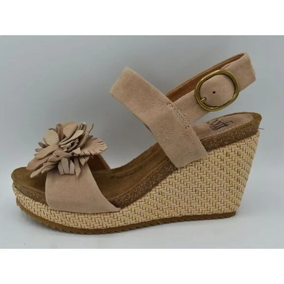 Sofft Womens Size 8 Cali Rose Taupe Suede Wedge Sandals Shoes