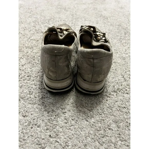 Softwaves Cadie In Kaki Metallic Slip-on Platform Sneaker, Sz 38 7.5