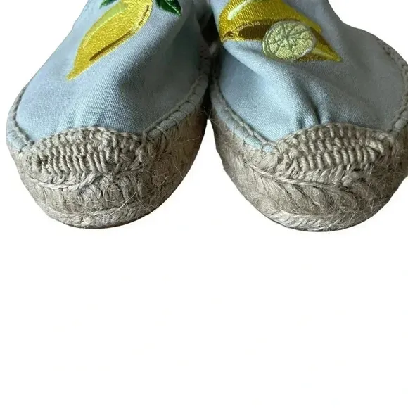 Soludos Lemons Smoking Slippers Chambrey Novelty Print ESPADRILLES SZ 8.5