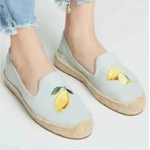 Soludos Lemons Smoking Slippers Chambrey Novelty Print ESPADRILLES SZ 8.5